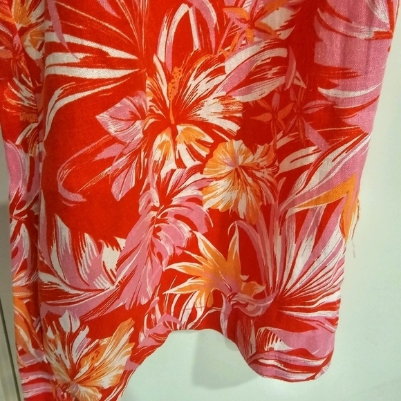 NWT Marc New York Linen Pull on Pant Elastic Waist Wide Leg Red Palm. Large - Picture 8 of 14